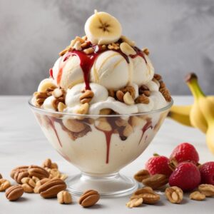 Ice Cream Sundae with Banana Split and Nuts 🍨🍌