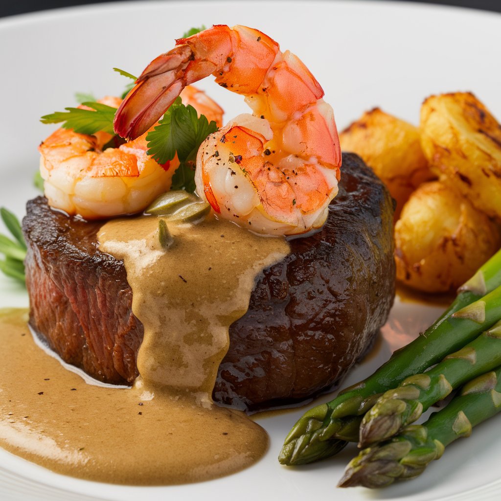 Filet Mignon with Shrimp and Lobster Cream Sauce 🥩🦞🍤