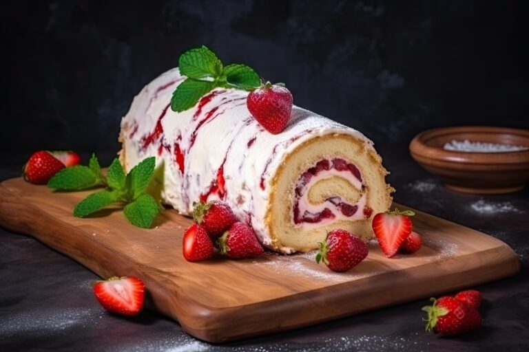 Raspberry White Chocolate Cake Roll