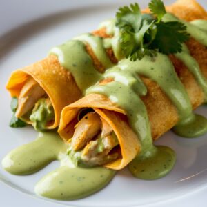 Chicken and Avocado Enchiladas in Creamy Avocado Sauce