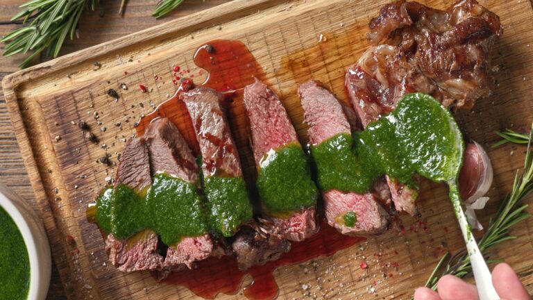 Grilled Beef Steak with Parsley Sauce