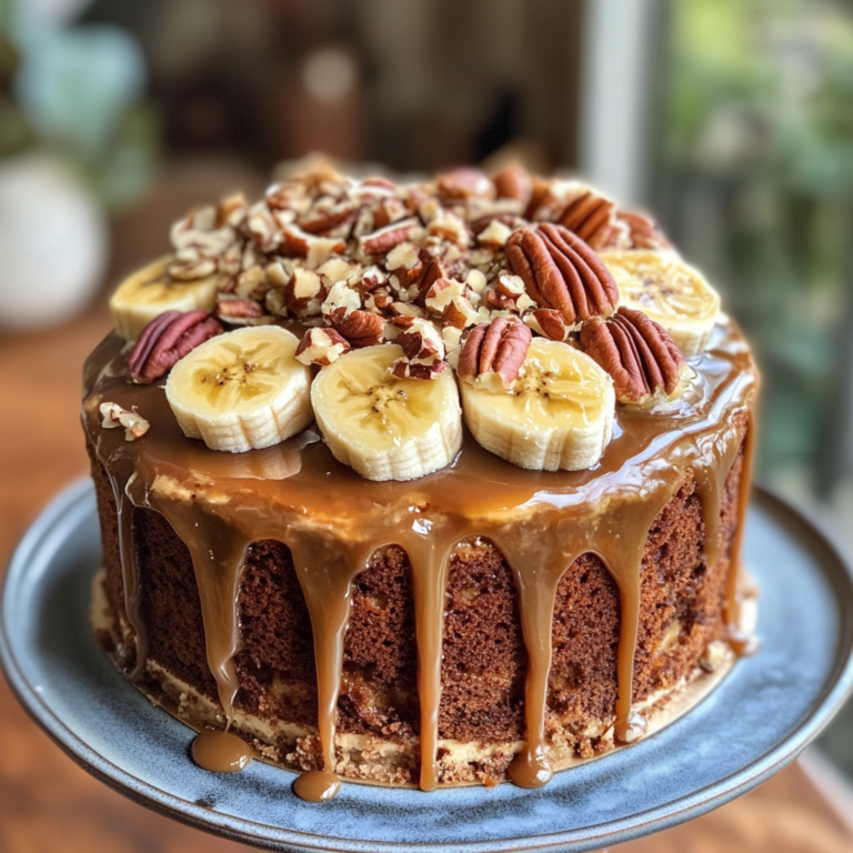 Caramel Banana Pecan Cake