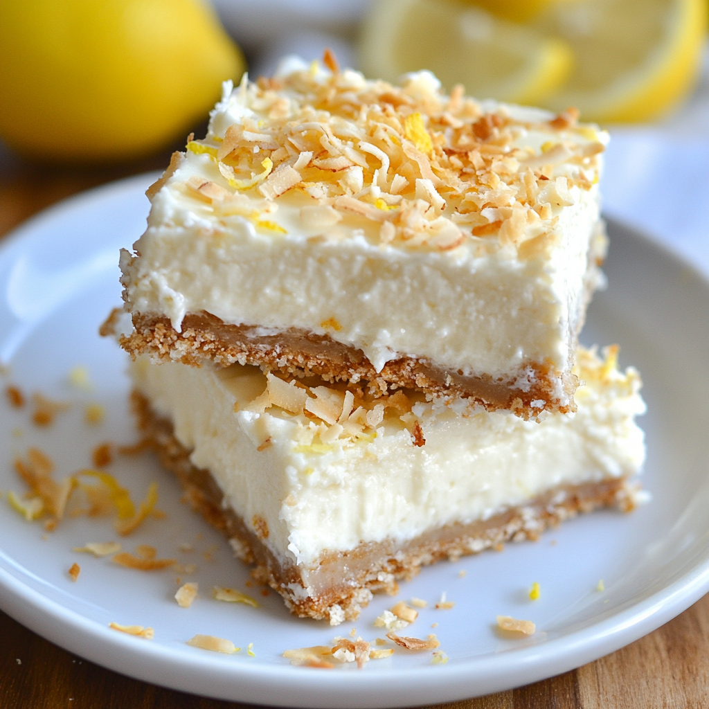 No-Bake Lemon Coconut Cheesecake Bars!